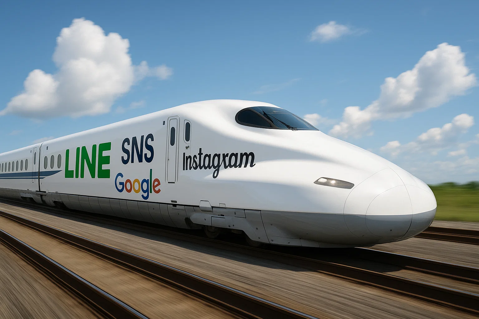 媒体を直通でつなぐ新幹線のイメージ